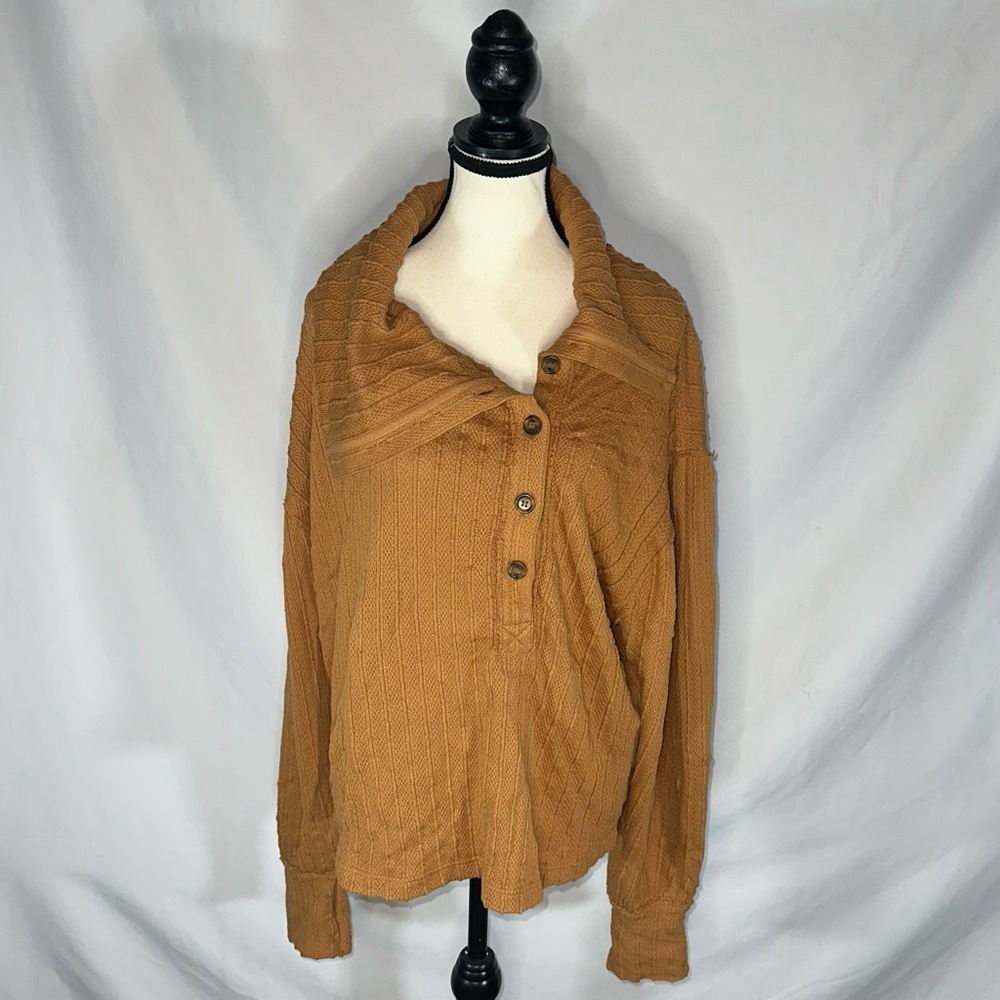 We The Free Now Drop Off Center Burnt Orange Copper Chunky Knit Sz Lg Oversized